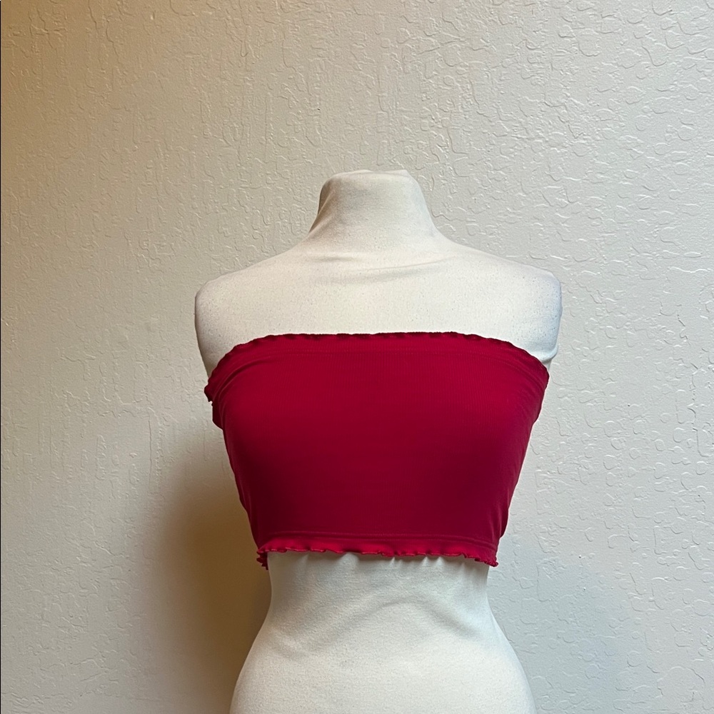 Topshop red crop tube top